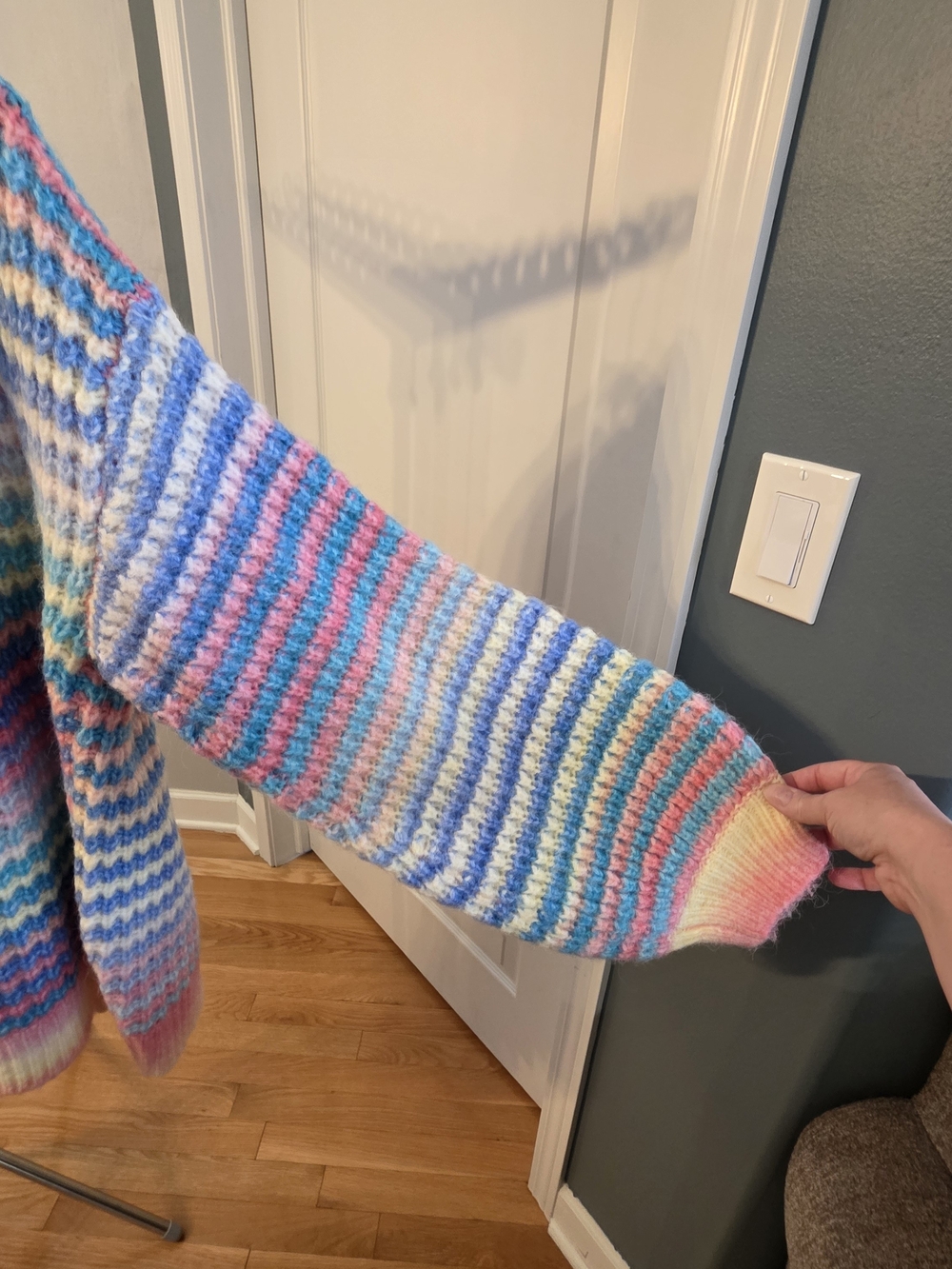 Polagram Gradient Pastel Multi-Stripe Open Cardigan Sweater - Picture 11 of 13